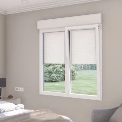 GoodHome Fenêtre Aluminium<Fenêtre alu 2 vantaux oscillo-battant + volet roulant électrique blanc - l.120 x h.135 cm