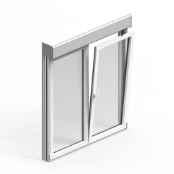 GoodHome Fenêtre Aluminium<Fenêtre alu 2 vantaux oscillo-battant + volet roulant électrique blanc - l.120 x h.135 cm