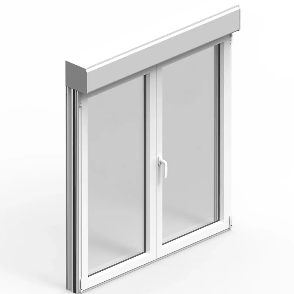 GoodHome Fenêtre Aluminium<Fenêtre alu 2 vantaux oscillo-battant + volet roulant électrique blanc - l.120 x h.135 cm