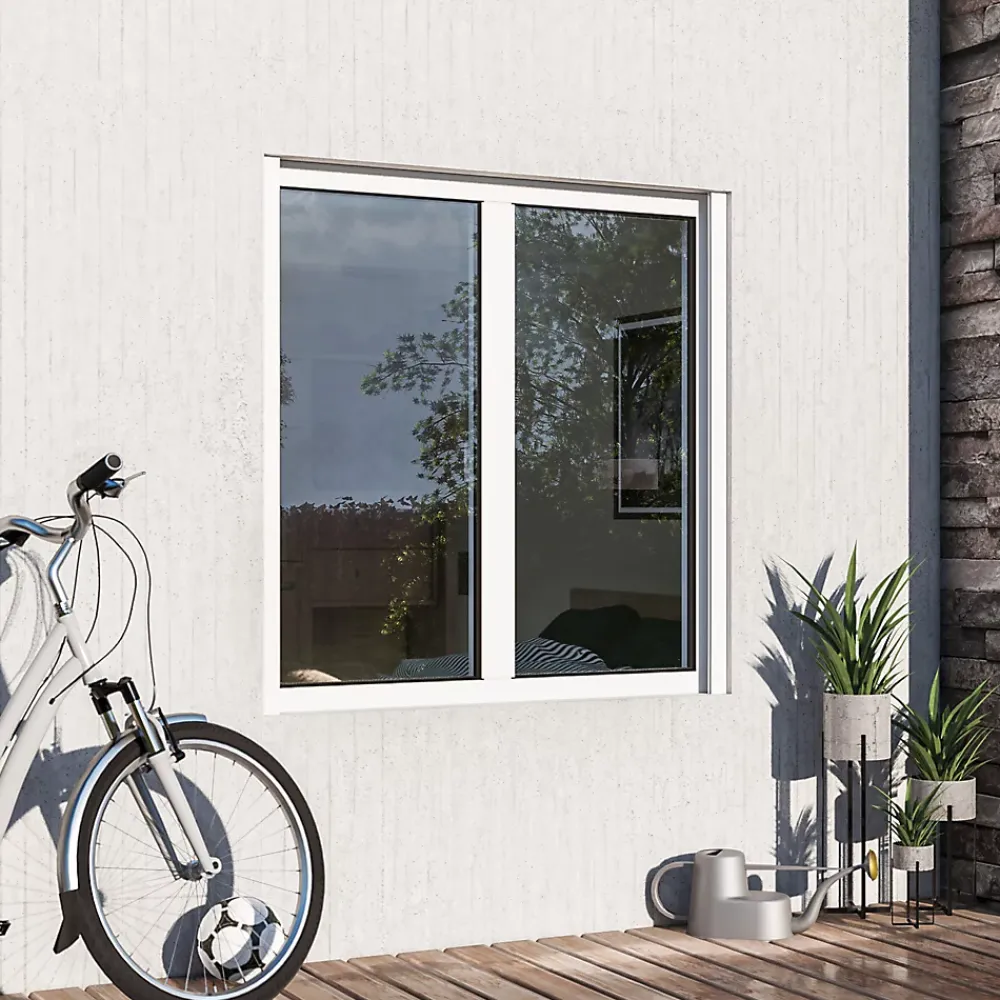 GoodHome Fenêtre Aluminium<Fenêtre alu 2 vantaux oscillo-battant + volet roulant électrique blanc - l.120 x h.135 cm