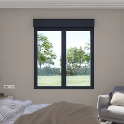 GoodHome Fenêtre Aluminium<Fenêtre alu 2 vantaux oscillo-battant + volet roulant électrique gris - l.100 x h.75 cm