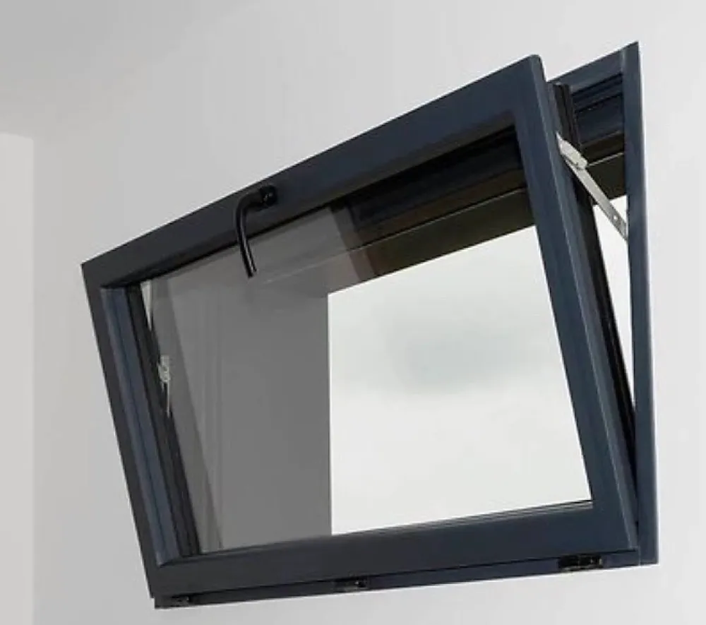 3 in 1 Fenêtre Aluminium<Fenêtre Aluminium à soufflet sécurité RAL 7016 ( L.: 80 cm x H.: 50 cm)