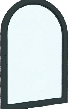 3 in 1 Fenêtre Aluminium cintré un ventail ouvrant RAL 7016 ( L.: 110 cm x H.: 80 cm)- Fenêtre Aluminium