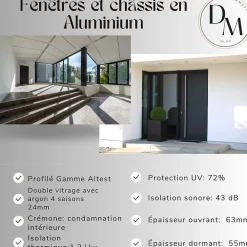 3 in 1 Fenêtre Aluminium<Fenêtre Aluminium cintré un ventail ouvrant RAL 7016 ( L.: 110 cm x H.: 70 cm)