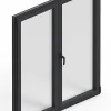 3 in 1 Fenêtre Aluminium deux cadres double ouvrant RAL 7016 ( L.: 160 cm x H.: 93 cm)- Fenêtre Aluminium