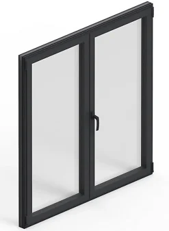 3 in 1 Fenêtre Aluminium<Fenêtre Aluminium deux cadres double ouvrant RAL 7016 ( L.: 197 cm x H.: 220 cm)