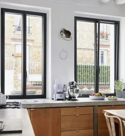 3 in 1 Fenêtre Aluminium<Fenêtre Aluminium deux cadres double ouvrant RAL 7016 ( L.: 197 cm x H.: 220 cm)
