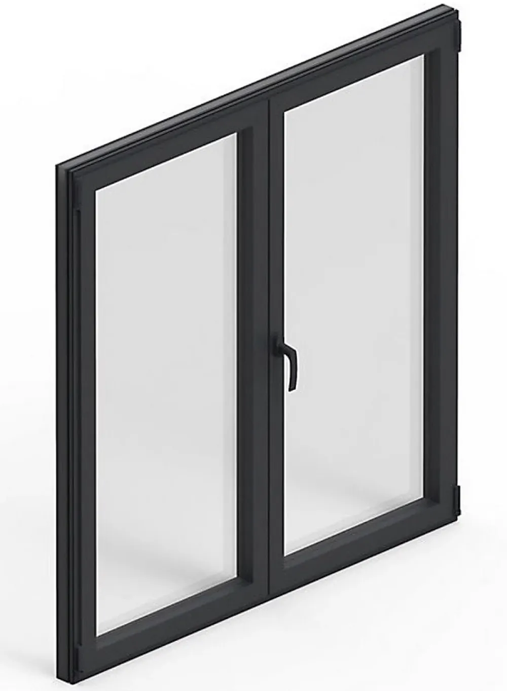 3 in 1 Fenêtre Aluminium deux cadres double ouvrant RAL 7016 ( L.: 197 cm x H.: 180 cm)- Fenêtre Aluminium