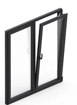 3 in 1 Fenêtre Aluminium<Fenêtre Aluminium deux cadres double ouvrant RAL 7016 ( L.: 192 cm x H.: 180 cm)