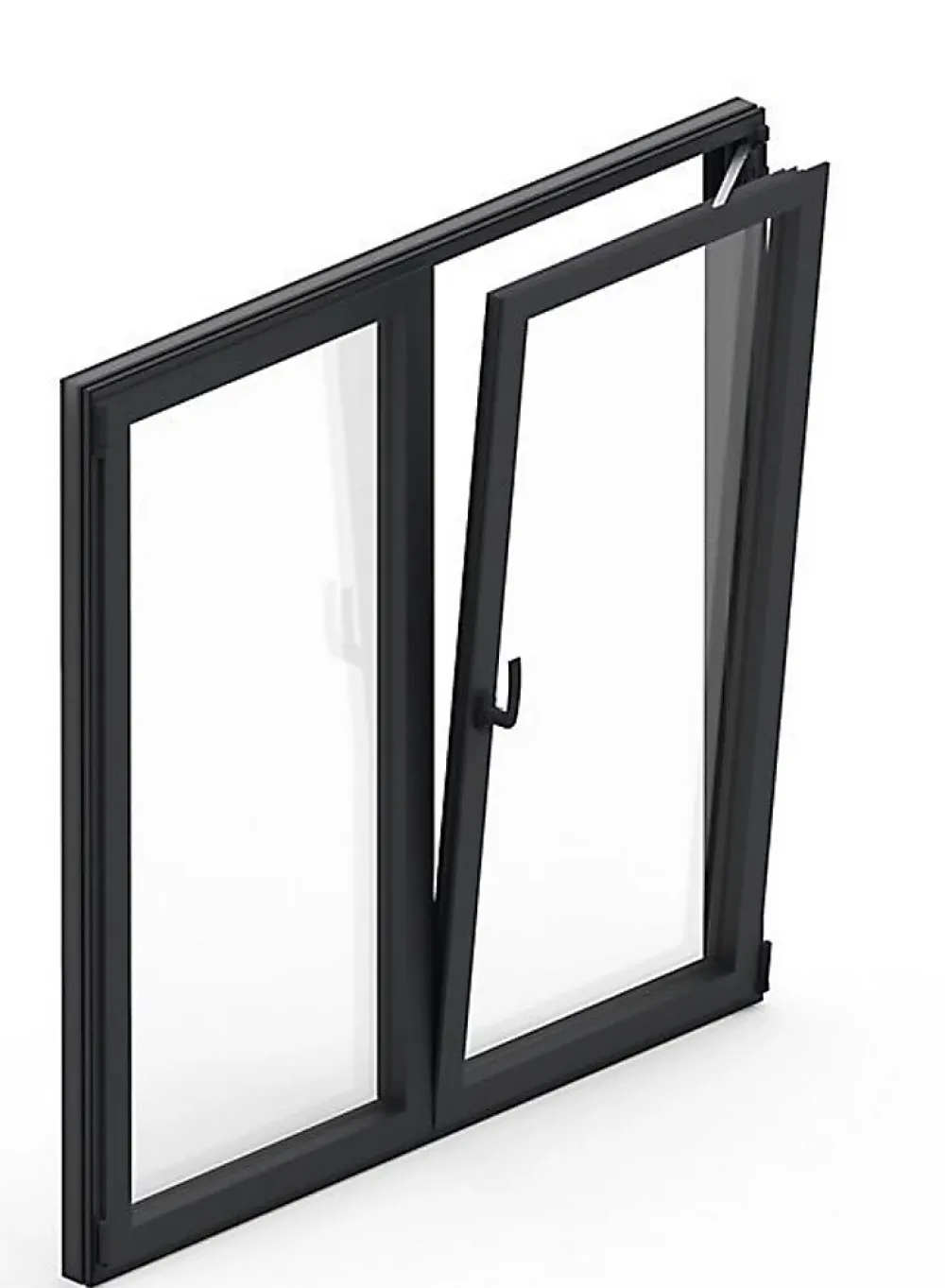 3 in 1 Fenêtre Aluminium<Fenêtre Aluminium deux cadres double ouvrant RAL 7016 ( L.: 192 cm x H.: 180 cm)