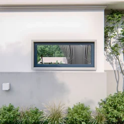 GoodHome Fenêtre Aluminium<Fenêtre fixe double vitrage en aluminium gris l.103 x H.47 cm