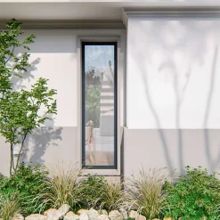 GoodHome Fenêtre Aluminium<Fenêtre fixe double vitrage en aluminium gris l.63 x H.217 cm