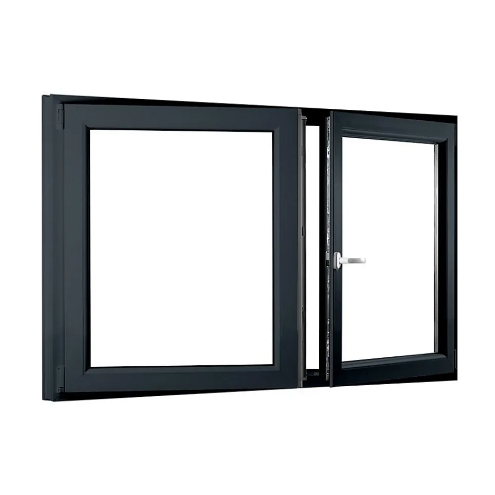 Fral Fermetures Fenêtre Pvc<Fenêtre oscillo-battante double vantaux PVC anthracite L 1400mm x H 850mm ouvrant droit