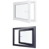 Hexa’Fen Fenêtre PVC - LxH 900x800 mm -Triple Vitrage - Bicolore blanc int/anthracite ext-poignée à droite- Fenêtre Pvc