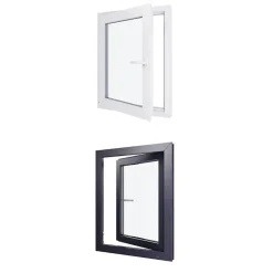Hexa’Fen Fenêtre PVC - LxH 700x900 mm -Triple Vitrage - Bicolore blanc int/anthracite ext-poignée à droite- Fenêtre Pvc
