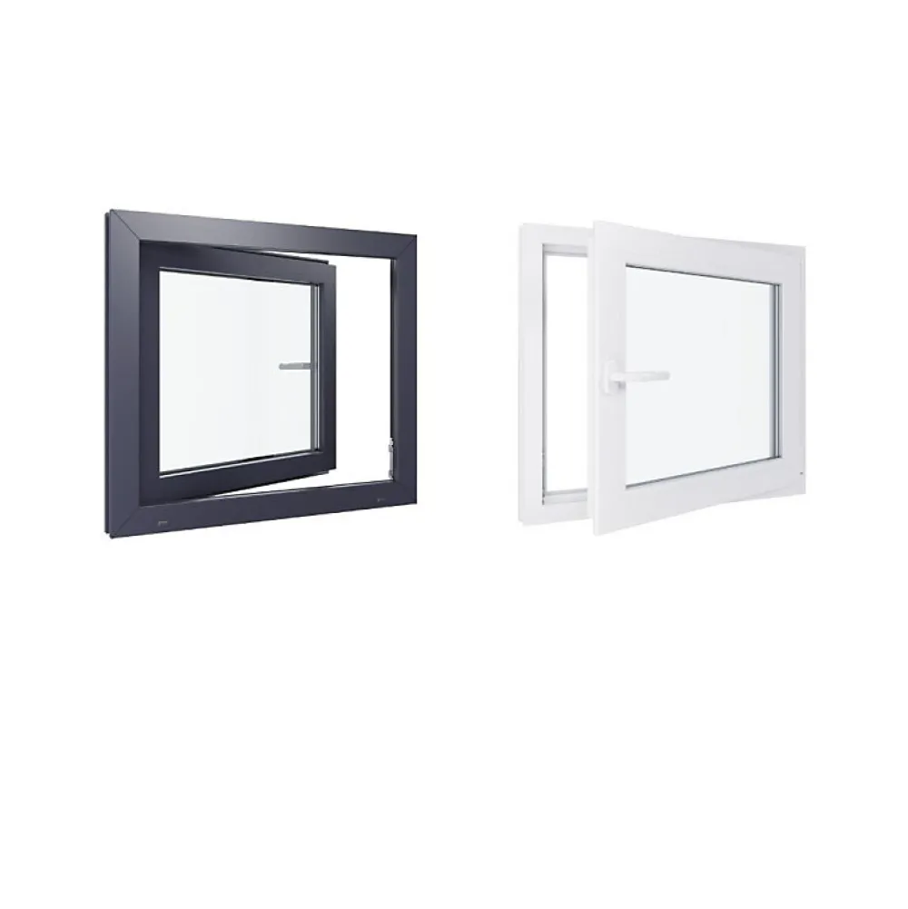 Hexa’Fen Fenêtre Pvc<Fenêtre PVC - LxH 800x800 mm -Triple Vitrage - Bicolore blanc int/anthracite ext-poignée à gauche