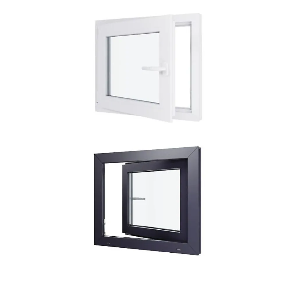 Hexa’Fen Fenêtre Pvc<Fenêtre PVC - LxH 700x600 mm -Triple Vitrage - Bicolore blanc int/anthracite ext-poignée à droite