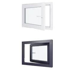 Hexa’Fen Fenêtre PVC - LxH 800x600 mm -Triple Vitrage - Bicolore blanc int/anthracite ext-poignée à droite- Fenêtre Pvc