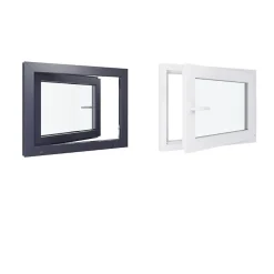 Hexa’Fen Fenêtre PVC - LxH 800x600 mm -Triple Vitrage - Bicolore blanc int/anthracite ext-poignée à gauche- Fenêtre Pvc