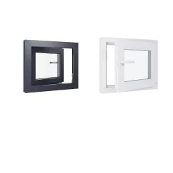 Hexa’Fen Fenêtre PVC - LxH 600x500 mm -Triple Vitrage - Bicolore blanc int/anthracite ext-poignée à gauche- Fenêtre Pvc