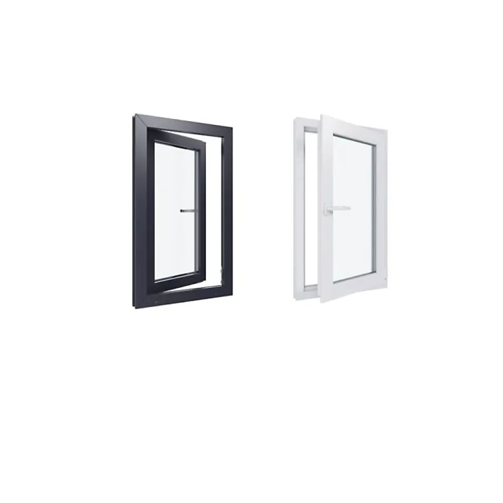 Hexa’Fen Fenêtre Pvc<Fenêtre PVC - LxH 600x1000 mm -Triple Vitrage - Bicolore blanc int/anthracite ext-poignée à gauche