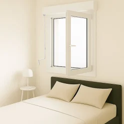 Gefradis Fenêtre PVC 1 vantail avec volet roulant manivelle H 115 x L 80 cm pour pose en neuf - tirant droit- Fenêtre Pvc
