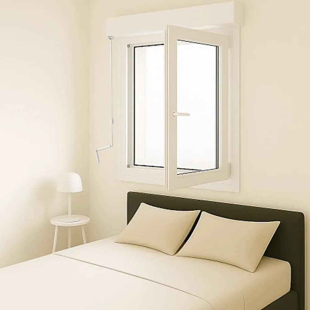 Gefradis Fenêtre PVC 1 vantail avec volet roulant manivelle H 115 x L 80 cm pour pose en neuf - tirant droit- Fenêtre Pvc