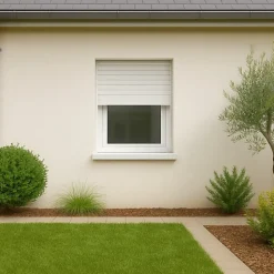 Gefradis Fenêtre PVC 1 vantail avec volet roulant manivelle H 115 x L 80 cm pour pose en neuf - tirant droit- Fenêtre Pvc