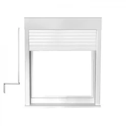 Gefradis Fenêtre PVC 1 vantail avec volet roulant manivelle H 115 x L 80 cm pour pose en neuf - tirant droit- Fenêtre Pvc