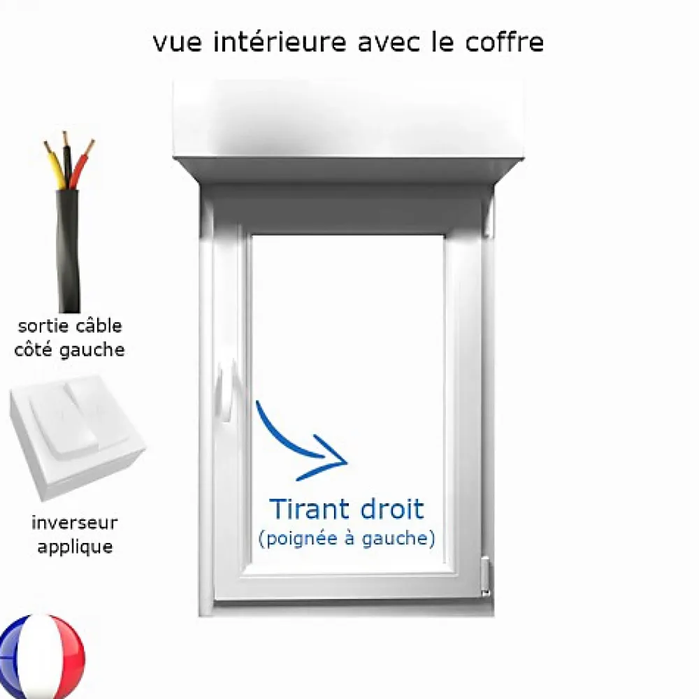 Gefradis Fenêtre Pvc<Fenêtre PVC 1 vantail avec volet roulant électrique H 125 x L 80 cm pour pose en neuf - tirant droit