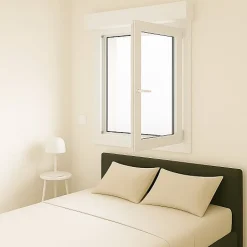 Gefradis Fenêtre PVC 1 vantail avec volet roulant électrique H 135 x L 80 cm pour pose en neuf - tirant gauche- Fenêtre Pvc
