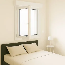 Gefradis Fenêtre PVC 1 vantail avec volet roulant électrique H 135 x L 80 cm pour pose en neuf - tirant gauche- Fenêtre Pvc