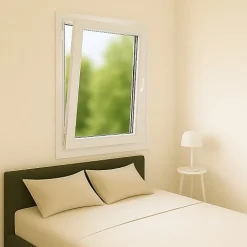 Gefradis Fenêtre PVC 1 vantail H 105 x L 80 cm OB pour pose en neuf avec poignée - tirant gauche- Fenêtre Pvc