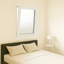 Gefradis Fenêtre PVC 1 vantail H 95 x L 60 cm OB verre brouillé pour pose en neuf - tirant gauche- Fenêtre Pvc