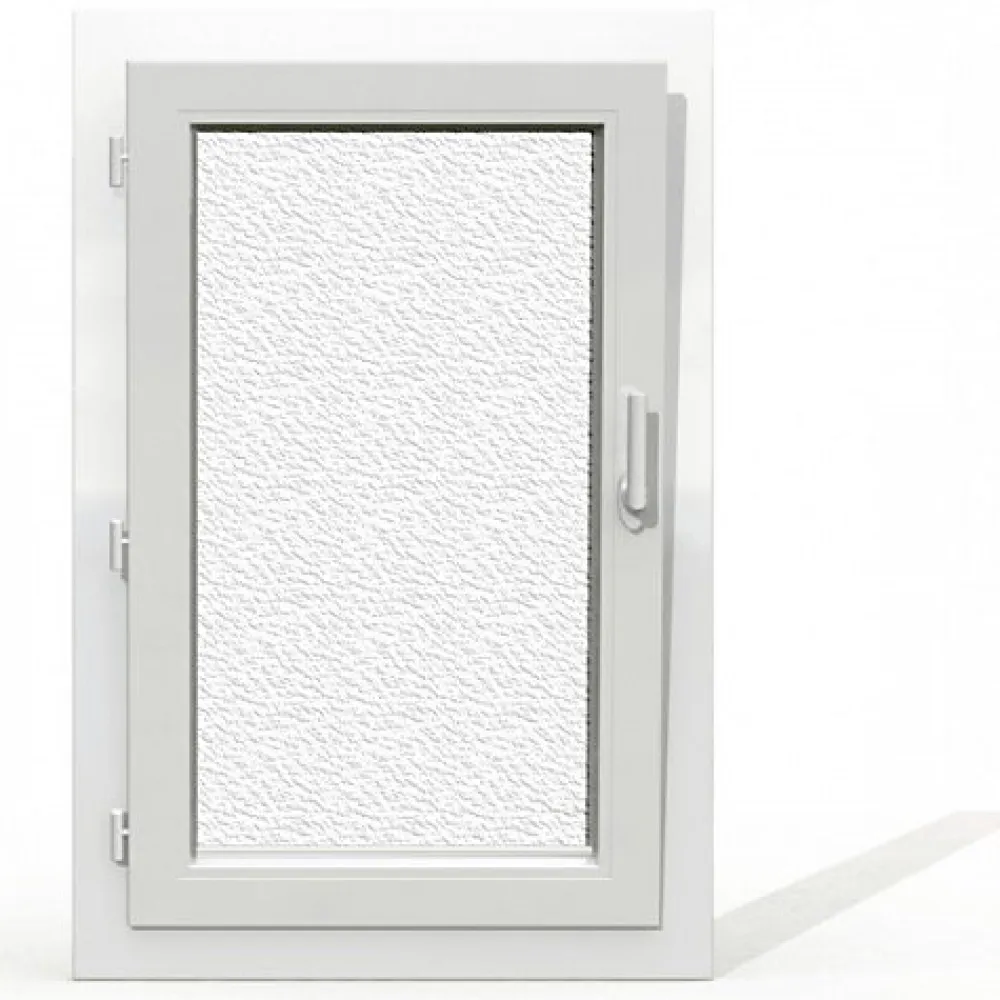 Gefradis Fenêtre PVC 1 vantail H 95 x L 60 cm OB verre brouillé pour pose en neuf - tirant gauche- Fenêtre Pvc