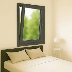 Gefradis Fenêtre PVC 1 vantail H 47 x L 47 cm OB anthracite pour pose en neuf - tirant gauche- Fenêtre Pvc