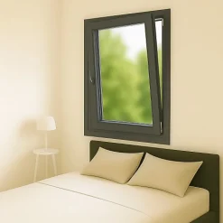Gefradis Fenêtre PVC 1 vantail H 95 x L 80 cm OB anthracite pour pose en neuf - tirant droit- Fenêtre Pvc
