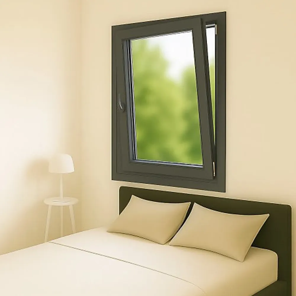 Gefradis Fenêtre PVC 1 vantail H 95 x L 80 cm OB anthracite pour pose en neuf - tirant droit- Fenêtre Pvc