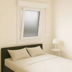 Gefradis Fenêtre PVC 1 vantail oscillo-battant avec volet roulant manivelle verre brouillé H 95 x L 60 cm pour pose en neuf - tirant gauche- Fenêtre Pvc