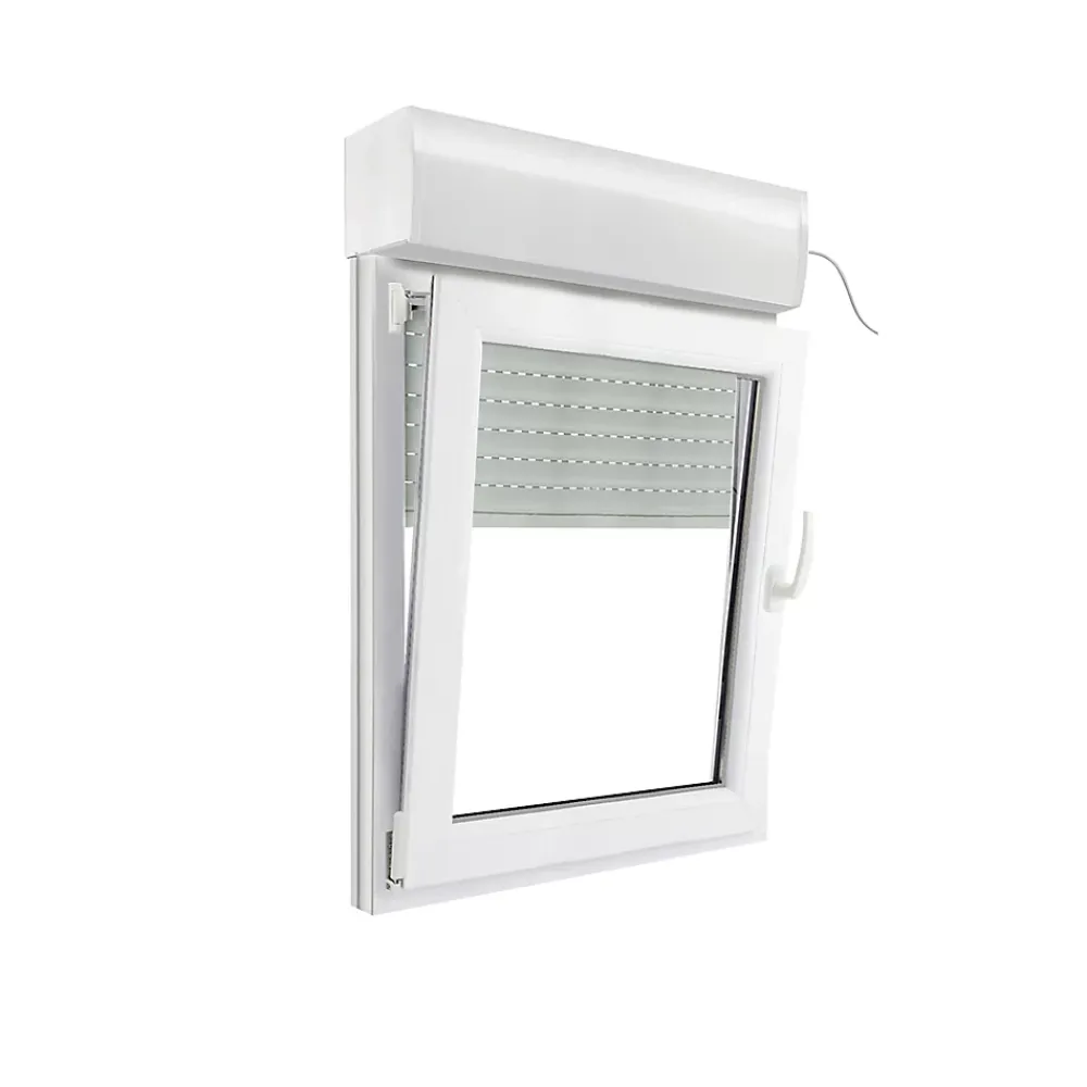 GoodHome Fenêtre PVC 1 vantail oscillo-battant + volet roulant électrique blanc - l.80 x h.95 cm, tirant gauche- Fenêtre Pvc