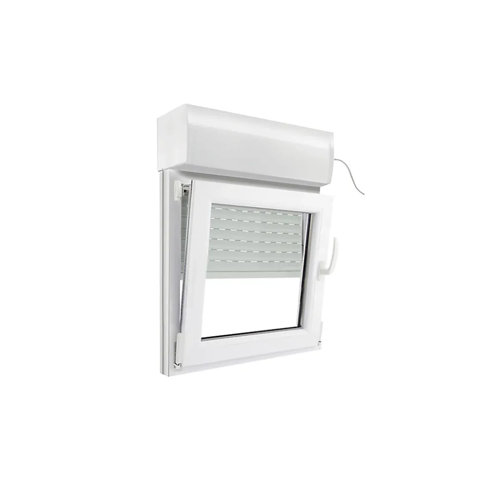 GoodHome Fenêtre PVC 1 vantail oscillo-battant + volet roulant électrique blanc - l.40 x h.45 cm, tirant gauche- Fenêtre Pvc