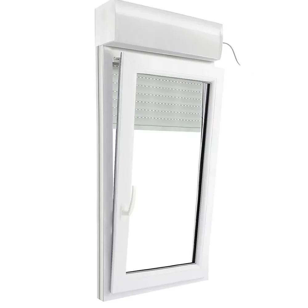 GoodHome Fenêtre Pvc<Fenêtre pvc 1 vantail oscillo-battant droit avec volet roulant électrique blanc - 60 x h.115 cm - Uw 1,2