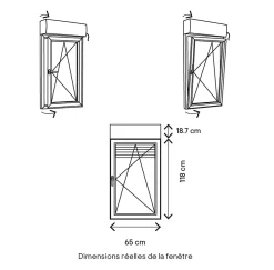 GoodHome Fenêtre Pvc<Fenêtre pvc 1 vantail oscillo-battant droit avec volet roulant électrique blanc - 60 x h.115 cm - Uw 1,2