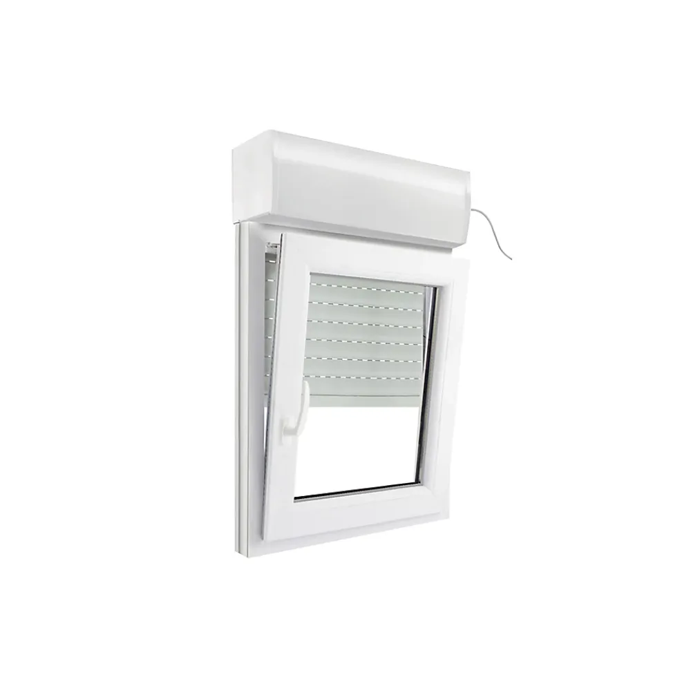 GoodHome Fenêtre Pvc<Fenêtre PVC 1 vantail oscillo-battant + volet roulant électrique blanc - l.60 x h.75 cm, tirant droit