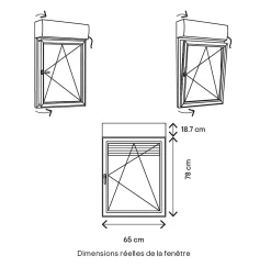 GoodHome Fenêtre Pvc<Fenêtre PVC 1 vantail oscillo-battant + volet roulant électrique blanc - l.60 x h.75 cm, tirant droit