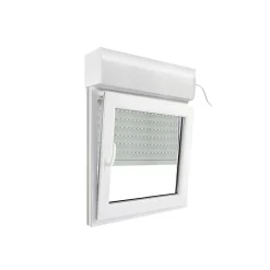 GoodHome Fenêtre PVC 1 vantail oscillo-battant + volet roulant électrique blanc - l.80 x h.95 cm, tirant droit- Fenêtre Pvc