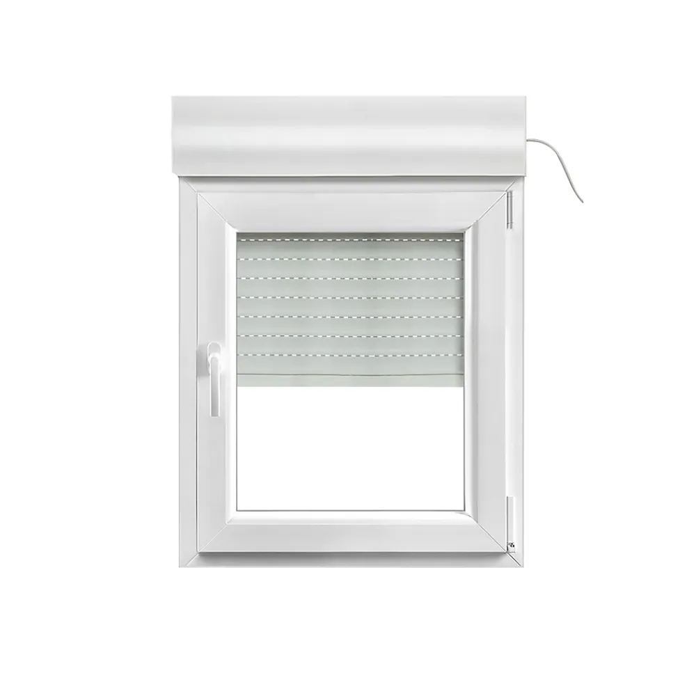 GoodHome Fenêtre PVC 1 vantail oscillo-battant + volet roulant électrique blanc - l.80 x h.95 cm, tirant droit- Fenêtre Pvc