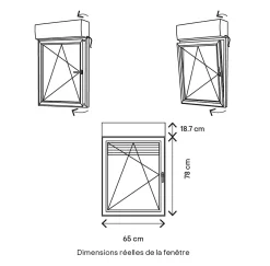 GoodHome Fenêtre PVC 1 vantail oscillo-battant + volet roulant électrique blanc - l.60 x h.75 cm, tirant gauche- Fenêtre Pvc