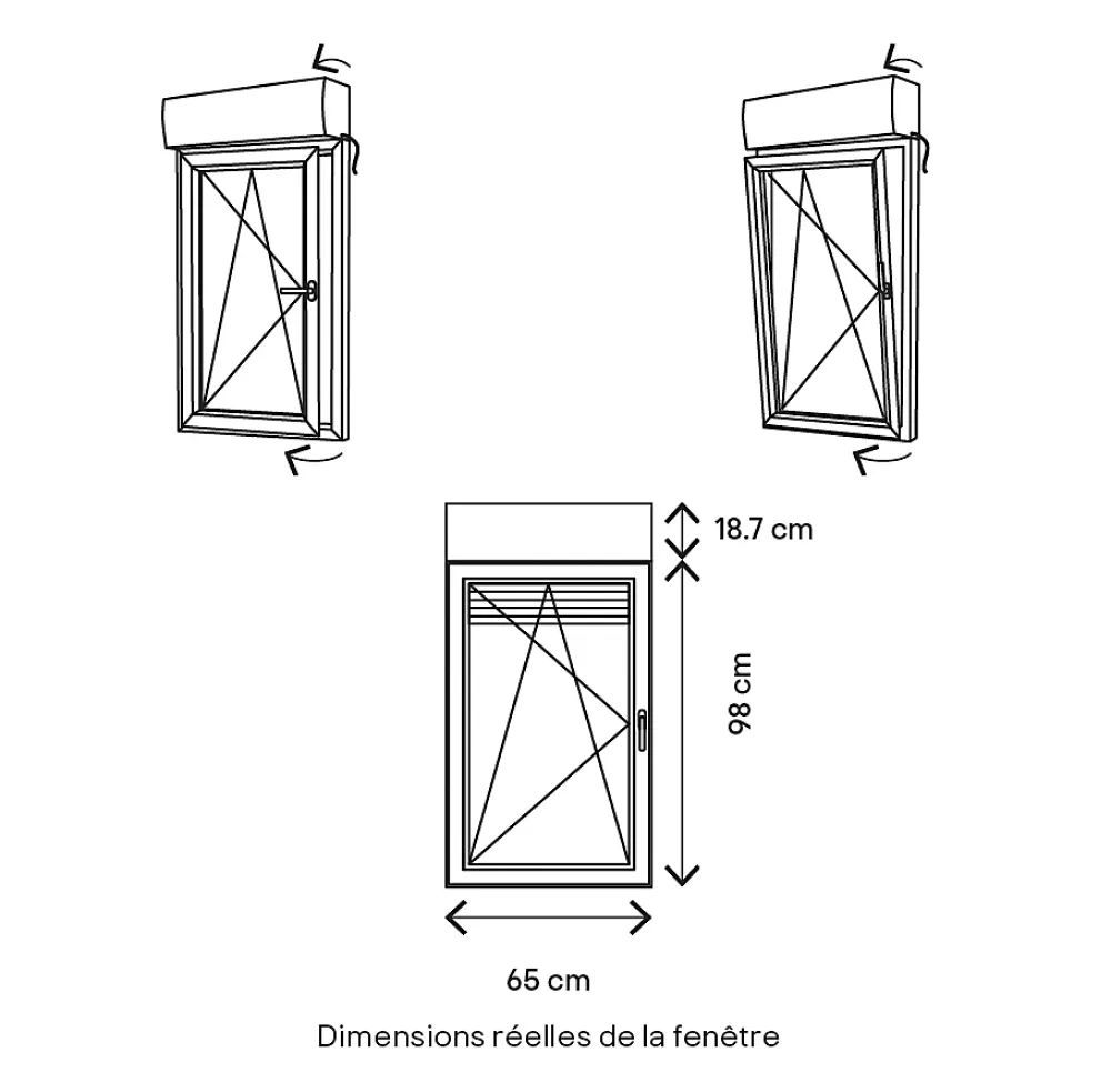 GoodHome Fenêtre PVC 1 vantail oscillo-battant + volet roulant électrique blanc - l.60 x h.95 cm, tirant gauche- Fenêtre Pvc