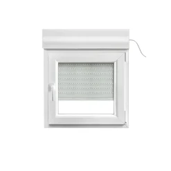 GoodHome Fenêtre PVC 1 vantail oscillo-battant + volet roulant électrique blanc - l.80 x h.75 cm, tirant droit- Fenêtre Pvc